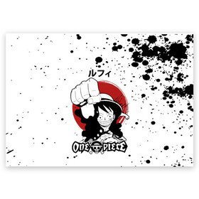 Поздравительная открытка с принтом Манки Д Луффи One Piece в городе Новоалтайск, 100% бумага | плотность бумаги 280 г/м2, матовая, на обратной стороне линовка и место для марки
 | anime | manga | monkey d. luffy | one piece | аниме | большой куш | ван пис | вон пис | капитан | король пиратов | луси | луфи | луффи | луффи но уми | луффи таро | манга | манки д. луффи | мугивара | пират | пятый император