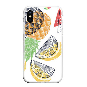 Чехол для iPhone XS Max матовый с принтом Сочное настроение в городе Новоалтайск, Силикон | Область печати: задняя сторона чехла, без боковых панелей | ананас | иллюстрации. | лето | лимон | настроение