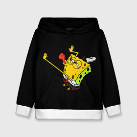 Детская толстовка 3D с принтом SpongeBob 3s в городе Новоалтайск, 100% полиэстер | двухслойный капюшон со шнурком для регулировки, мягкие манжеты на рукавах и по низу толстовки, спереди карман-кенгуру с мягким внутренним слоем | губка боб | на коленях | облизывает | один | спанч боб
