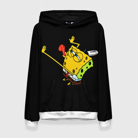 Женская толстовка 3D с принтом SpongeBob 3s в городе Новоалтайск, 100% полиэстер  | двухслойный капюшон со шнурком для регулировки, мягкие манжеты на рукавах и по низу толстовки, спереди карман-кенгуру с мягким внутренним слоем. | губка боб | на коленях | облизывает | один | спанч боб