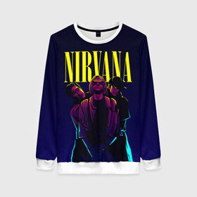 Женский свитшот 3D с принтом Nirvana Neon в городе Новоалтайск, 100% полиэстер с мягким внутренним слоем | круглый вырез горловины, мягкая резинка на манжетах и поясе, свободная посадка по фигуре | alternative | kurt cobain | metall | music | nirvana | rock | альтернатива | курт кобейн | курт кобэйн | металл | музыка | нирвана | нирванна | рок