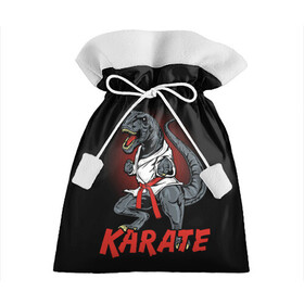 Подарочный 3D мешок с принтом KARATE T-REX в городе Новоалтайск, 100% полиэстер | Размер: 29*39 см | Тематика изображения на принте: animal | dinosaur | fight | fighter | hunter | karate | red | sport | strong | t rex | боец | бои | динозавр | карате | сила | спорт | тиранозавр | хищник