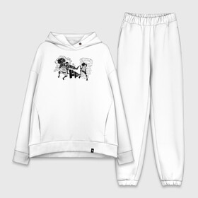 Женский костюм хлопок Oversize с принтом Резиновый Луффи против Луффи | One Piece в городе Новоалтайск,  |  | anime | manga | monkey d. luffy | one piece | аниме | большой куш | ван пис | вон пис | капитан | король пиратов | луси | луфи | луффи | луффи но уми | луффи таро | манга | манки д. луффи | мугивара | пират | пятый император
