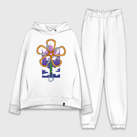 Женский костюм хлопок Oversize с принтом Flower carabiners в городе Новоалтайск,  |  | adventure | carabiner | climb | climbing | mountain | гора | карабин | путешествие | скалолазание | цветок