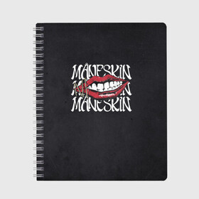 Тетрадь с принтом Maneskin Maneskin в городе Новоалтайск, 100% бумага | 48 листов, плотность листов — 60 г/м2, плотность картонной обложки — 250 г/м2. Листы скреплены сбоку удобной пружинной спиралью. Уголки страниц и обложки скругленные. Цвет линий — светло-серый
 | 2021 | 21 | angelis | balo | buoni | damiano | david | de | e | ethan | eurovision | factor | il | lavito | maneskin | pulse | rajah | thomas | victoria | x | zitti | анжелис | виктория | группа | давид | дамиано | де | евровидение | италия | итан | лунны