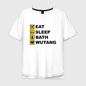 Мужская футболка хлопок Oversize с принтом Eat, Sleep, Bath, Wu-Tang в городе Новоалтайск, 100% хлопок | свободный крой, круглый ворот, “спинка” длиннее передней части | Тематика изображения на принте: black | gza | hip hop | method man | music | new york | odb | old school | rap | rza | wu tang | wu tang clan | аудио | винил | ву тэнг | граффити | диджей | кассета | микрофон | музыка | нью йорк | пластинка | рэп | рэпер | хип хоп