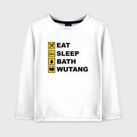 Детский лонгслив хлопок с принтом Eat, Sleep, Bath, Wu-Tang в городе Новоалтайск, 100% хлопок | круглый вырез горловины, полуприлегающий силуэт, длина до линии бедер | black | gza | hip hop | method man | music | new york | odb | old school | rap | rza | wu tang | wu tang clan | аудио | винил | ву тэнг | граффити | диджей | кассета | микрофон | музыка | нью йорк | пластинка | рэп | рэпер | хип хоп