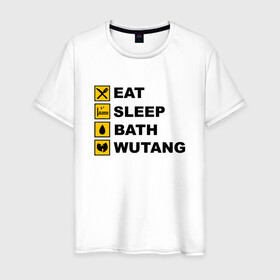 Мужская футболка хлопок с принтом Eat, Sleep, Bath, Wu-Tang в городе Новоалтайск, 100% хлопок | прямой крой, круглый вырез горловины, длина до линии бедер, слегка спущенное плечо. | Тематика изображения на принте: black | gza | hip hop | method man | music | new york | odb | old school | rap | rza | wu tang | wu tang clan | аудио | винил | ву тэнг | граффити | диджей | кассета | микрофон | музыка | нью йорк | пластинка | рэп | рэпер | хип хоп