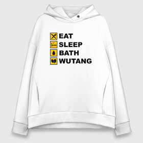 Женское худи Oversize хлопок с принтом Eat, Sleep, Bath, Wu-Tang в городе Новоалтайск, френч-терри — 70% хлопок, 30% полиэстер. Мягкий теплый начес внутри —100% хлопок | боковые карманы, эластичные манжеты и нижняя кромка, капюшон на магнитной кнопке | black | gza | hip hop | method man | music | new york | odb | old school | rap | rza | wu tang | wu tang clan | аудио | винил | ву тэнг | граффити | диджей | кассета | микрофон | музыка | нью йорк | пластинка | рэп | рэпер | хип хоп