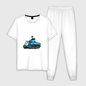Мужская пижама хлопок с принтом Thomas The Tank в городе Новоалтайск, 100% хлопок | брюки и футболка прямого кроя, без карманов, на брюках мягкая резинка на поясе и по низу штанин
 | thomas the tank | танчики | томас