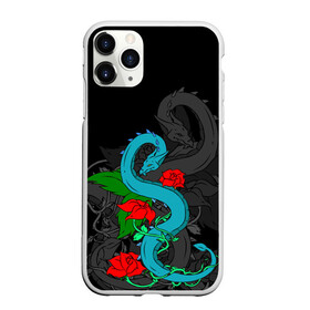Чехол для iPhone 11 Pro матовый с принтом Дракон и Розы в городе Новоалтайск, Силикон |  | dragon | rose | дракон | животные | змея | монстр | природа | растения | розы | узор | цветы