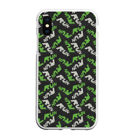 Чехол для iPhone XS Max матовый с принтом RUN в городе Новоалтайск, Силикон | Область печати: задняя сторона чехла, без боковых панелей | Тематика изображения на принте: athlete | athletics | marathon | run | sport | triathlon | атлет | бег | легкая атлетика | марафон | метание копья | многоборье | пробег | прыжки | спорт | спортвная ходьба | триатлон