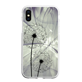 Чехол для iPhone XS Max матовый с принтом Одуванчики в городе Новоалтайск, Силикон | Область печати: задняя сторона чехла, без боковых панелей | волны | мятое | одуванчик | одуванчики | пух | серый фон | цветок