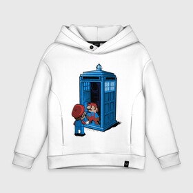 Детское худи Oversize хлопок с принтом Tardis Mario в городе Новоалтайск, френч-терри — 70% хлопок, 30% полиэстер. Мягкий теплый начес внутри —100% хлопок | боковые карманы, эластичные манжеты и нижняя кромка, капюшон на магнитной кнопке | doctor who | future | space | tardis | time | будка | будущее | время | галактика | доктор кто | космос | марио | машина времени | наука | приключения | пространство | профессор | прошлое | сериал | тардис | телепорт | уче