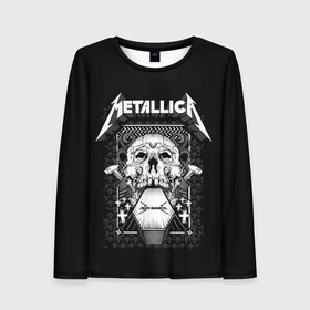 Женский лонгслив 3D с принтом Death magnetic в городе Новоалтайск, 100% полиэстер | длинные рукава, круглый вырез горловины, полуприлегающий силуэт | alternative | metalica | metall | metallica | music | rock | альтернатива | джеймс хэтфилд | металика | металл | металлика | музыка | рок