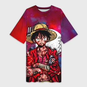 Платье-футболка 3D с принтом Луффи One Piece. Большой куш в городе Новоалтайск,  |  | anime | manga | monkey d. luffy | one piece | аниме | большой куш | ван пис | вон пис | капитан | король пиратов | луси | луфи | луффи | луффи но уми | луффи таро | манга | манки д. луффи | мугивара | пират | пятый император