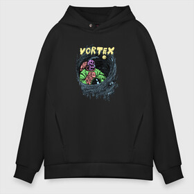 Мужское худи Oversize хлопок с принтом Vortex (colorful)  в городе Новоалтайск, френч-терри — 70% хлопок, 30% полиэстер. Мягкий теплый начес внутри —100% хлопок | боковые карманы, эластичные манжеты и нижняя кромка, капюшон на магнитной кнопке | skull | астронавт | звезды | космонавт | космос | кости | скелет | череп