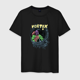 Мужская футболка хлопок с принтом Vortex (colorful)  в городе Новоалтайск, 100% хлопок | прямой крой, круглый вырез горловины, длина до линии бедер, слегка спущенное плечо. | skull | астронавт | звезды | космонавт | космос | кости | скелет | череп