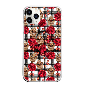 Чехол для iPhone 11 Pro Max матовый с принтом Розы в клеточку в городе Новоалтайск, Силикон |  | Тематика изображения на принте: абстракция | паттерн | розы | текстуры | узоры | цветочки | цветы