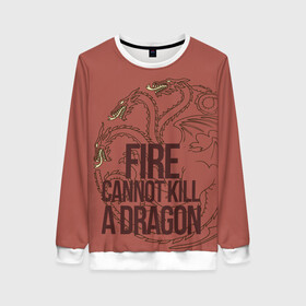 Женский свитшот 3D с принтом Fire Cannot Kill a Dragon в городе Новоалтайск, 100% полиэстер с мягким внутренним слоем | круглый вырез горловины, мягкая резинка на манжетах и поясе, свободная посадка по фигуре | crow | fire and blood | game of thrones | lannister | stark | statwb | targaryen | винтерфел | ворон | игра престолов | король ночи | ланнистер | лютоволк | мать драконов | пламя и кровь | север | старки | таргариен | черные крылья