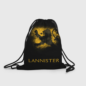 Рюкзак-мешок 3D с принтом Lannister logo yellow в городе Новоалтайск, 100% полиэстер | плотность ткани — 200 г/м2, размер — 35 х 45 см; лямки — толстые шнурки, застежка на шнуровке, без карманов и подкладки | Тематика изображения на принте: crow | fire and blood | game of thrones | lannister | stark | statwb | targaryen | винтерфел | ворон | игра престолов | король ночи | ланнистер | лютоволк | мать драконов | пламя и кровь | север | старки | таргариен | черные крылья