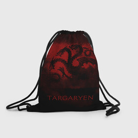 Рюкзак-мешок 3D с принтом Targaryen logo Red в городе Новоалтайск, 100% полиэстер | плотность ткани — 200 г/м2, размер — 35 х 45 см; лямки — толстые шнурки, застежка на шнуровке, без карманов и подкладки | Тематика изображения на принте: crow | fire and blood | game of thrones | lannister | stark | statwb | targaryen | винтерфел | ворон | игра престолов | король ночи | ланнистер | лютоволк | мать драконов | пламя и кровь | север | старки | таргариен | черные крылья