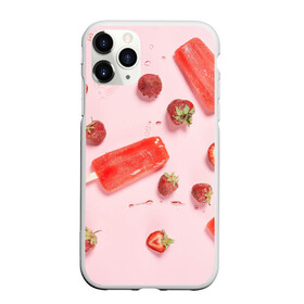 Чехол для iPhone 11 Pro Max матовый с принтом Мороженое и клубника в городе Новоалтайск, Силикон |  | Тематика изображения на принте: вода | капля | клубника | лёд | мороженое | фрукт | холод | ягода