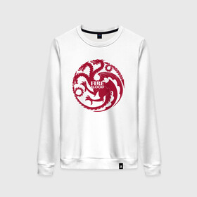 Женский свитшот хлопок с принтом Logo Targaryen Quotes в городе Новоалтайск, 100% хлопок | прямой крой, круглый вырез, на манжетах и по низу широкая трикотажная резинка  | crow | fire and blood | game of thrones | lannister | stark | statwb | targaryen | винтерфел | ворон | игра престолов | король ночи | ланнистер | лютоволк | мать драконов | пламя и кровь | север | старки | таргариен | черные крылья