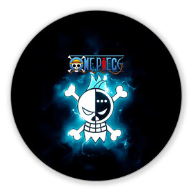 Коврик для мышки круглый с принтом Веселый Роджер Фрэнки | One Piece в городе Новоалтайск, резина и полиэстер | круглая форма, изображение наносится на всю лицевую часть | anime | frankie | manga | one piece | water 7 | аниме | большой куш | ван пис | великий флот | вон пис | железный человек | катти флам | киборг | корабельный плотник | король пиратов | манга | пират