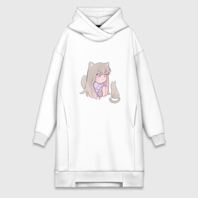 Платье-худи хлопок с принтом Неко девочка в городе Новоалтайск,  |  | kawaii | девушка | кошка | рисунок | розовый