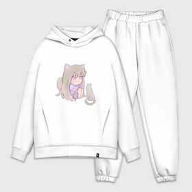 Мужской костюм хлопок OVERSIZE с принтом Неко девочка в городе Новоалтайск,  |  | kawaii | девушка | кошка | рисунок | розовый