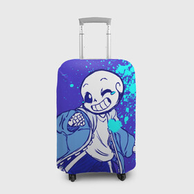 Чехол для чемодана 3D с принтом UNDERTALE SANS BLUE в городе Новоалтайск, 86% полиэфир, 14% спандекс | двустороннее нанесение принта, прорези для ручек и колес | sans | undertale | андертале | андертейл | гтвукефду | игра | подземная история | подземная сказка | санс | ундертале