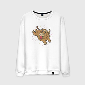 Мужской свитшот хлопок с принтом Весёлый бычок в городе Новоалтайск, 100% хлопок |  | Тематика изображения на принте: арт | бычок | иллюстрация | рогатый | телёнок