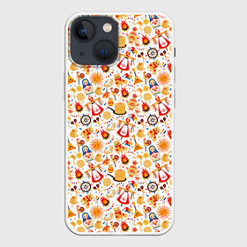 Чехол для iPhone 13 mini с принтом Масленица в городе Новоалтайск,  |  | Тематика изображения на принте: бабы | балалайка | блины | бублики | весна | карнавал | костер | март | матрёшка | мёд | народ | огонь | пасха | плодородие | пост | праздник | равноденствие | русь | сжигание | скоморох | солнце
