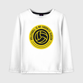 Детский лонгслив хлопок с принтом Volleyball Season в городе Новоалтайск, 100% хлопок | круглый вырез горловины, полуприлегающий силуэт, длина до линии бедер | ball | beach | game | sport | volley | volleyball | волейбол | волейболист | волейболистка | гол | игра | игрок | мяч | площадка | пляж | пляжный | победа | сетка | спорт | тренер | чемпион