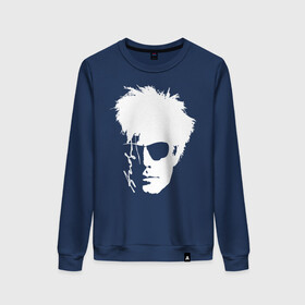 Женский свитшот хлопок с принтом Andy Warhol в городе Новоалтайск, 100% хлопок | прямой крой, круглый вырез, на манжетах и по низу широкая трикотажная резинка  | andy warhol | art | legend | pop art | portrait | signature | искусство | легенда | подпись | поп арт | портрет | энди уорхол