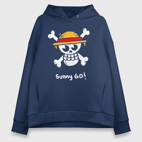 Женское худи Oversize хлопок с принтом Sunny Go! One Piece в городе Новоалтайск, френч-терри — 70% хлопок, 30% полиэстер. Мягкий теплый начес внутри —100% хлопок | боковые карманы, эластичные манжеты и нижняя кромка, капюшон на магнитной кнопке | anime | manga | one piece | аниме | большой куш | ван пис | весёлый роджер | вон пис | король пиратов | логотип | манга | монки д. луффи | мугивары | перекрещённый костями | пират | пиратский флаг