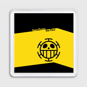 Магнит 55*55 с принтом Пираты Сердца One Piece в городе Новоалтайск, Пластик | Размер: 65*65 мм; Размер печати: 55*55 мм | anime | manga | one piece | аниме | большой куш | ван пис | весёлый роджер | вон пис | докуро | капитан трафальгар д. ватер ло | корабль полярный тан | король пиратов | манга | пират | пиратский флаг