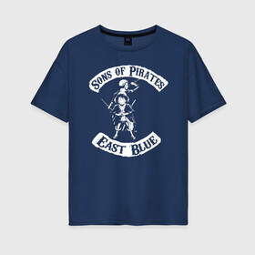 Женская футболка хлопок Oversize с принтом Sons of Pirates One Piece в городе Новоалтайск, 100% хлопок | свободный крой, круглый ворот, спущенный рукав, длина до линии бедер
 | anime | manga | monkey d. luffy | one piece | zoro roronoa | аниме | большой куш | ван пис | вон пис | зородзюро | король пиратов | луси | луфи | луффи | манга | манки д. луффи | мугивара | охотник на пиратов | пират