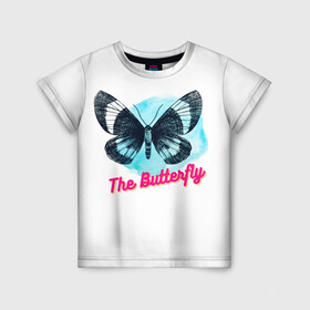 Детская футболка 3D с принтом The Butterfly в городе Новоалтайск, 100% гипоаллергенный полиэфир | прямой крой, круглый вырез горловины, длина до линии бедер, чуть спущенное плечо, ткань немного тянется | Тематика изображения на принте: бабочка | голубая бабочка | красивое насекомое | прекрасная бабочка | цветок
