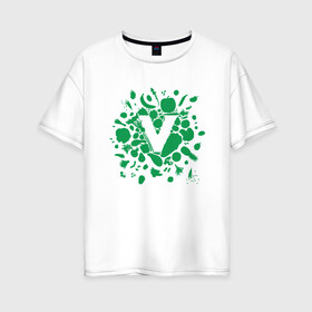 Женская футболка хлопок Oversize с принтом Vegan Food в городе Новоалтайск, 100% хлопок | свободный крой, круглый ворот, спущенный рукав, длина до линии бедер
 | green | greenpaece | nature | sport | vegan | yoga | веган | вегетарианец | гринпис | еда | животные | жизнь | здоровье | зеленый | йога | мир | овощи | пища | планета | природа | растение | спорт | тело | фрукты
