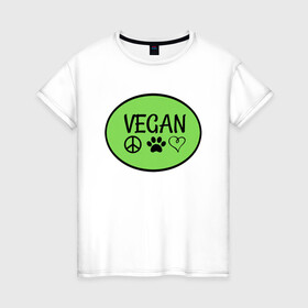 Женская футболка хлопок с принтом Vegan Family в городе Новоалтайск, 100% хлопок | прямой крой, круглый вырез горловины, длина до линии бедер, слегка спущенное плечо | green | greenpaece | nature | sport | vegan | yoga | веган | вегетарианец | гринпис | еда | животные | жизнь | здоровье | зеленый | йога | мир | овощи | пища | планета | природа | растение | спорт | тело | фрукты