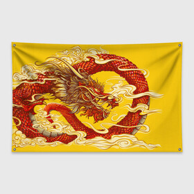 Флаг-баннер с принтом Китайский Дракон, China Dragon в городе Новоалтайск, 100% полиэстер | размер 67 х 109 см, плотность ткани — 95 г/м2; по краям флага есть четыре люверса для крепления | Тематика изображения на принте: chinese dragon | dhina dragon | dragon | азиатский дракон | восточный дракон | дракон | китайские драконы | китайский дракон | красный дракон | традиционный китайский дракон | японский дракон