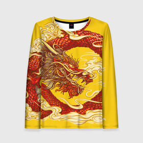 Женский лонгслив 3D с принтом Китайский Дракон, China Dragon в городе Новоалтайск, 100% полиэстер | длинные рукава, круглый вырез горловины, полуприлегающий силуэт | chinese dragon | dhina dragon | dragon | азиатский дракон | восточный дракон | дракон | китайские драконы | китайский дракон | красный дракон | традиционный китайский дракон | японский дракон