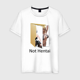 Мужская футболка хлопок с принтом Not Hentai в городе Новоалтайск, 100% хлопок | прямой крой, круглый вырез горловины, длина до линии бедер, слегка спущенное плечо. | ahegao | anime | love anime | manga | senpai | аниме | ахегао | забавный | любителю аниме | люблю аниме | мем | обман | папка | папка на компьютере | прикол | рабочий стол | с юмором | семпай | сенпай | тяночка | 