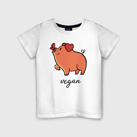 Детская футболка хлопок с принтом Pig Vegan в городе Новоалтайск, 100% хлопок | круглый вырез горловины, полуприлегающий силуэт, длина до линии бедер | green | greenpaece | nature | sport | vegan | yoga | веган | вегетарианец | гринпис | еда | животные | жизнь | здоровье | зеленый | йога | мир | овощи | пища | планета | природа | растение | свинья | спорт | тело | фрукты