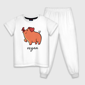 Детская пижама хлопок с принтом Pig Vegan в городе Новоалтайск, 100% хлопок |  брюки и футболка прямого кроя, без карманов, на брюках мягкая резинка на поясе и по низу штанин
 | green | greenpaece | nature | sport | vegan | yoga | веган | вегетарианец | гринпис | еда | животные | жизнь | здоровье | зеленый | йога | мир | овощи | пища | планета | природа | растение | свинья | спорт | тело | фрукты