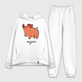 Женский костюм хлопок Oversize с принтом Pig Vegan в городе Новоалтайск,  |  | green | greenpaece | nature | sport | vegan | yoga | веган | вегетарианец | гринпис | еда | животные | жизнь | здоровье | зеленый | йога | мир | овощи | пища | планета | природа | растение | свинья | спорт | тело | фрукты