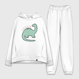 Женский костюм хлопок Oversize с принтом Vegan Dinosaur в городе Новоалтайск,  |  | green | greenpaece | nature | sport | vegan | yoga | веган | вегетарианец | гринпис | динозавр | еда | животные | жизнь | здоровье | зеленый | йога | мир | овощи | пища | планета | природа | растение | спорт | тело | фрукты