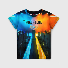 Детская футболка 3D с принтом Road to global elite в городе Новоалтайск, 100% гипоаллергенный полиэфир | прямой крой, круглый вырез горловины, длина до линии бедер, чуть спущенное плечо, ткань немного тянется | counter stike | cs go | csgo | elite | faceit | global | global elite | mvp | road to global elite | глобал | контр страйк | контра | соревнования | фейсит